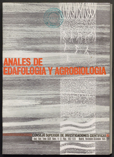 Anales de edafología y agrobiología. Año 1976, Núm. 11-12