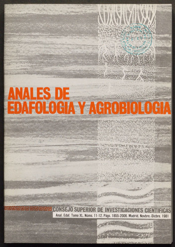 Anales de edafología y agrobiología. 1981, Vol. 40, Núm. 11-12