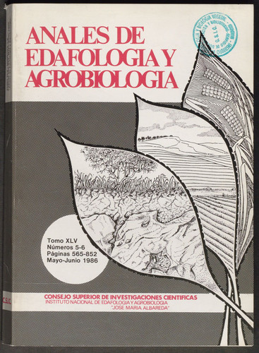 Anales de edafología y agrobiología. 1986, Vol. 45, Núm. 05-06