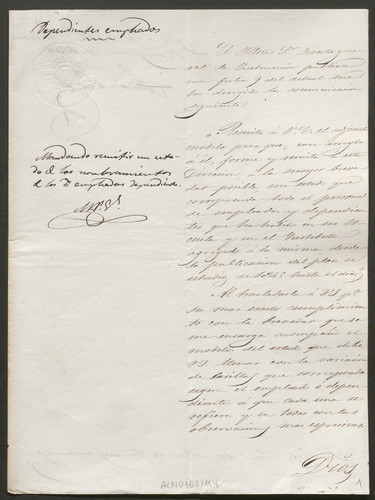 Mandando remitir y remisión de los nombramientos de los empleados dependientes del Museo desde la publicación del "Plan de Estudios de 1845" hasta la fecha